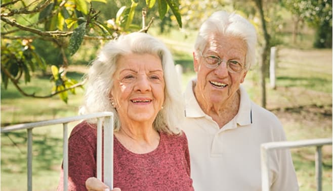 Happy seniors in community